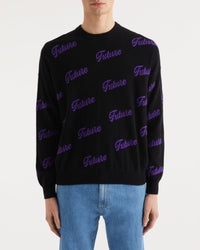 Pull oversize future all-over en cachemire - Black