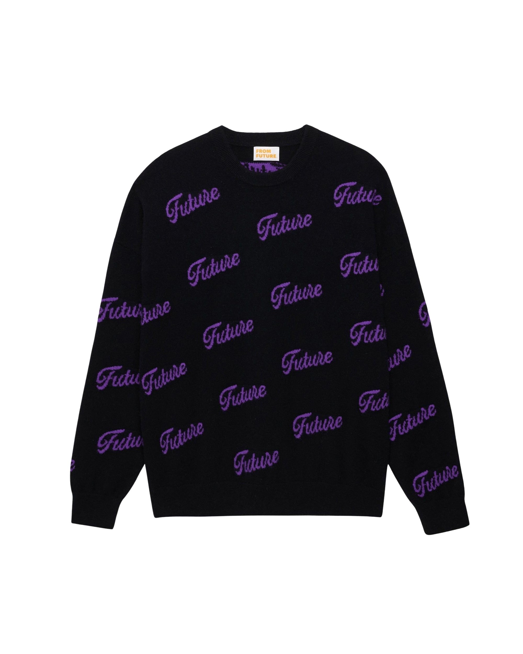 Pull oversize future all-over en cachemire - Black