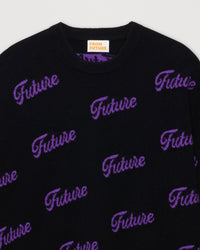 Pull oversize future all-over en cachemire - Black