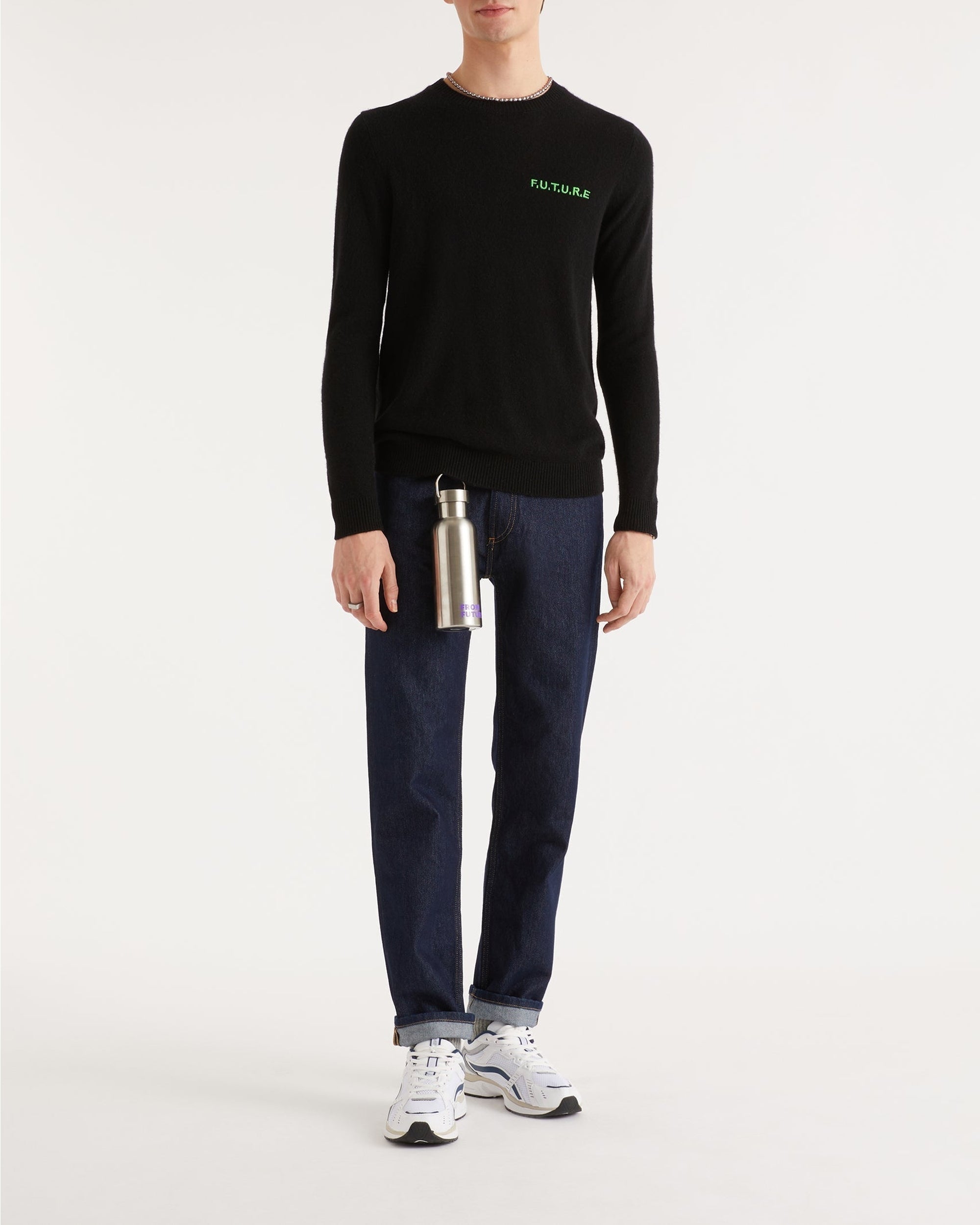 Pull Future brodé en cachemire - Black