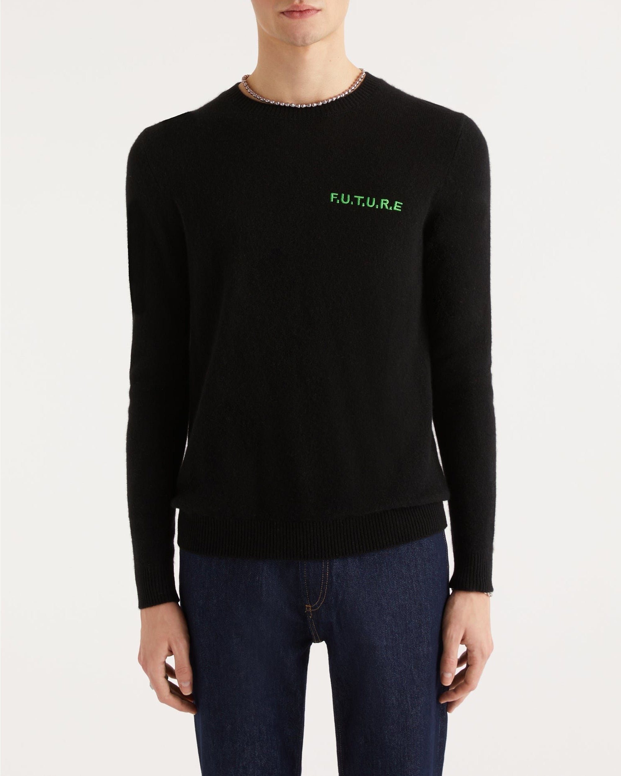 Pull Future brodé en cachemire - Black
