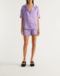 Chemise à manches courtes Lya en soie - Purple Signature