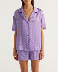 Chemise à manches courtes Lya en soie - Purple Signature