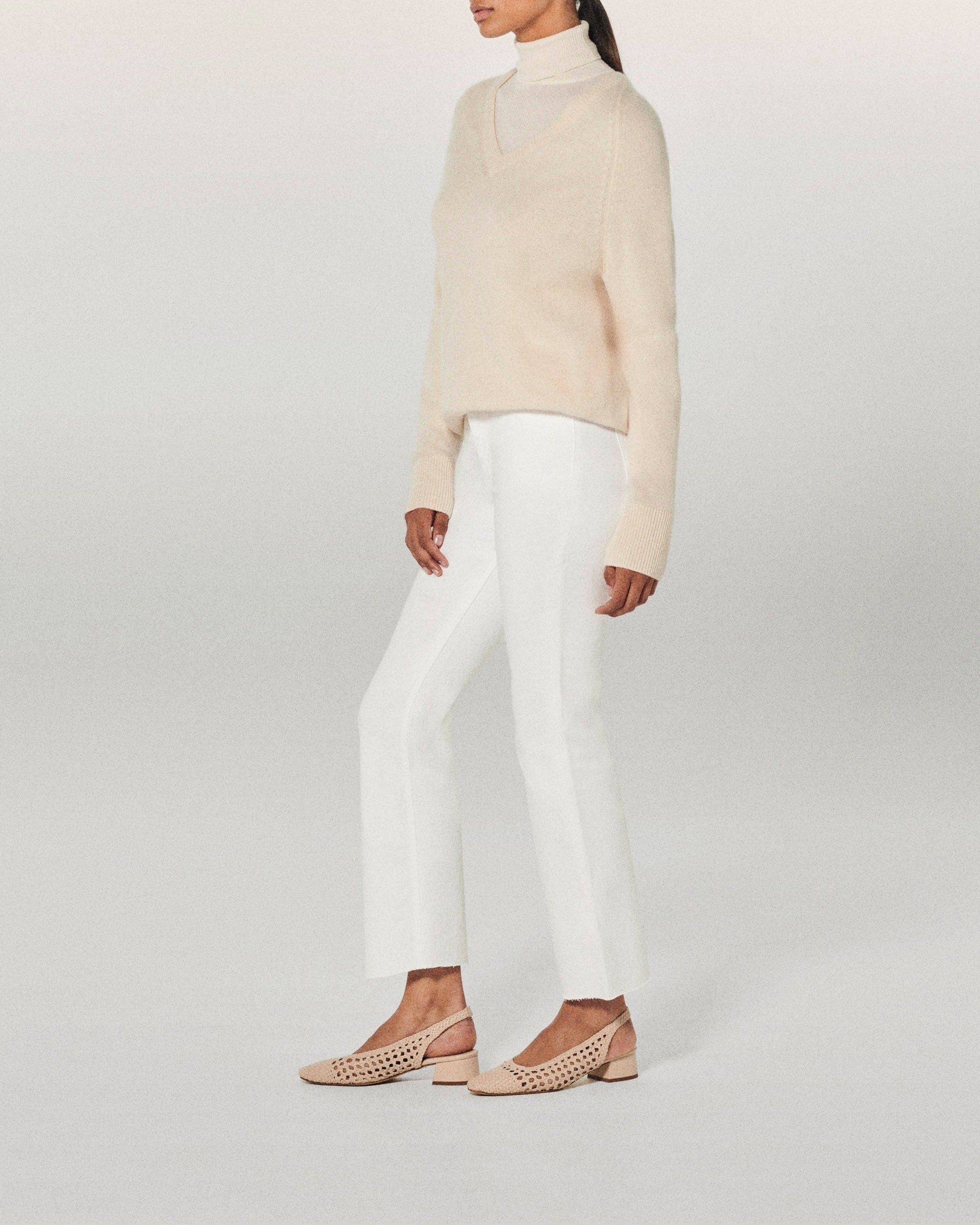 Pantalon bootcut Jude en denim - Ecru
