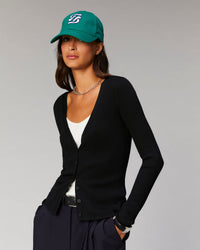NOIR / DJV / QTY : 1 / Pull Cardigan A Cotes - Noir