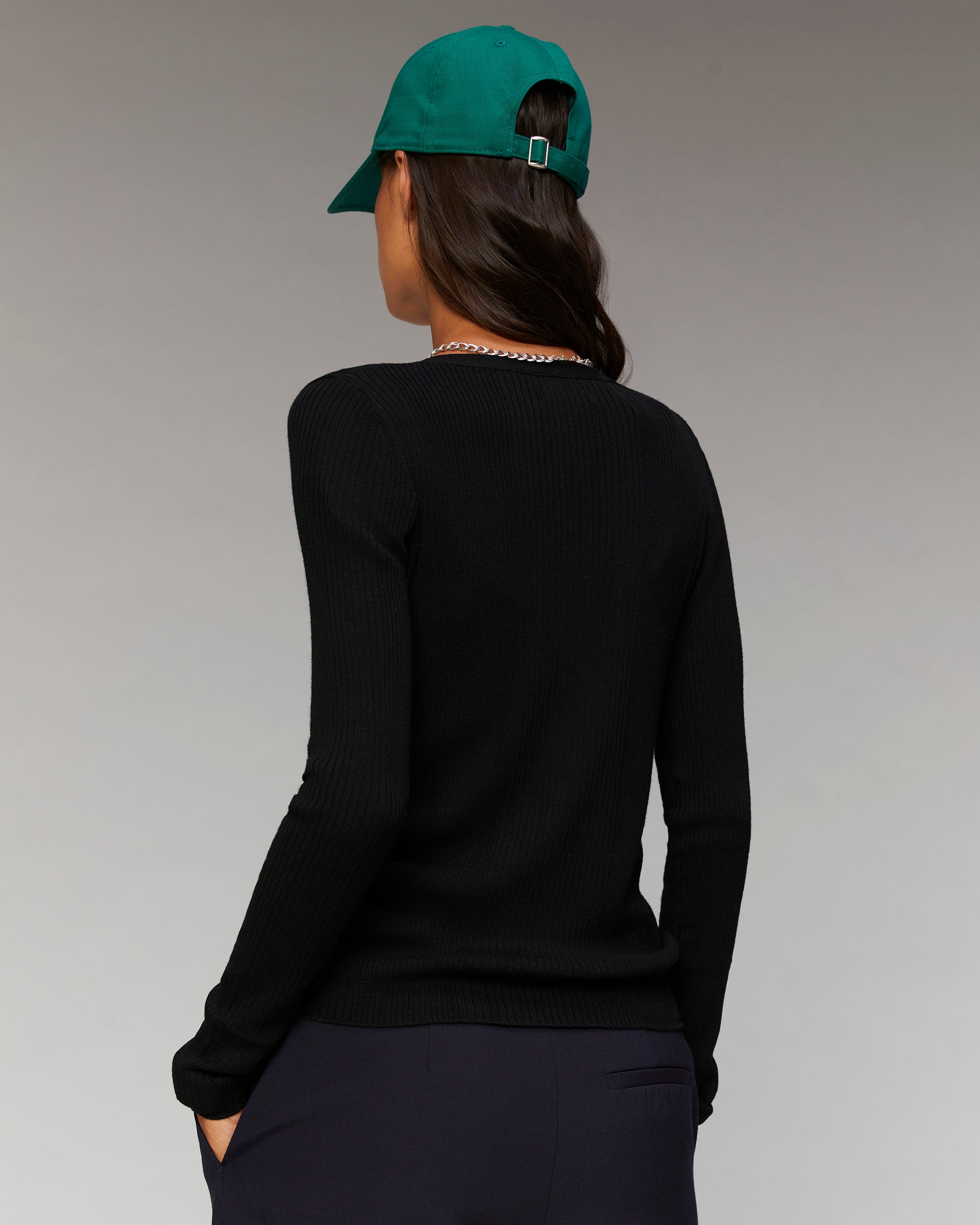 Cardigan côtelé en laine - Noir