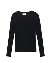 Cardigan côtelé en laine - Noir
