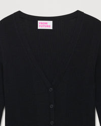 NOIR / DJV / QTY : 1 / Pull Cardigan A Cotes - Noir