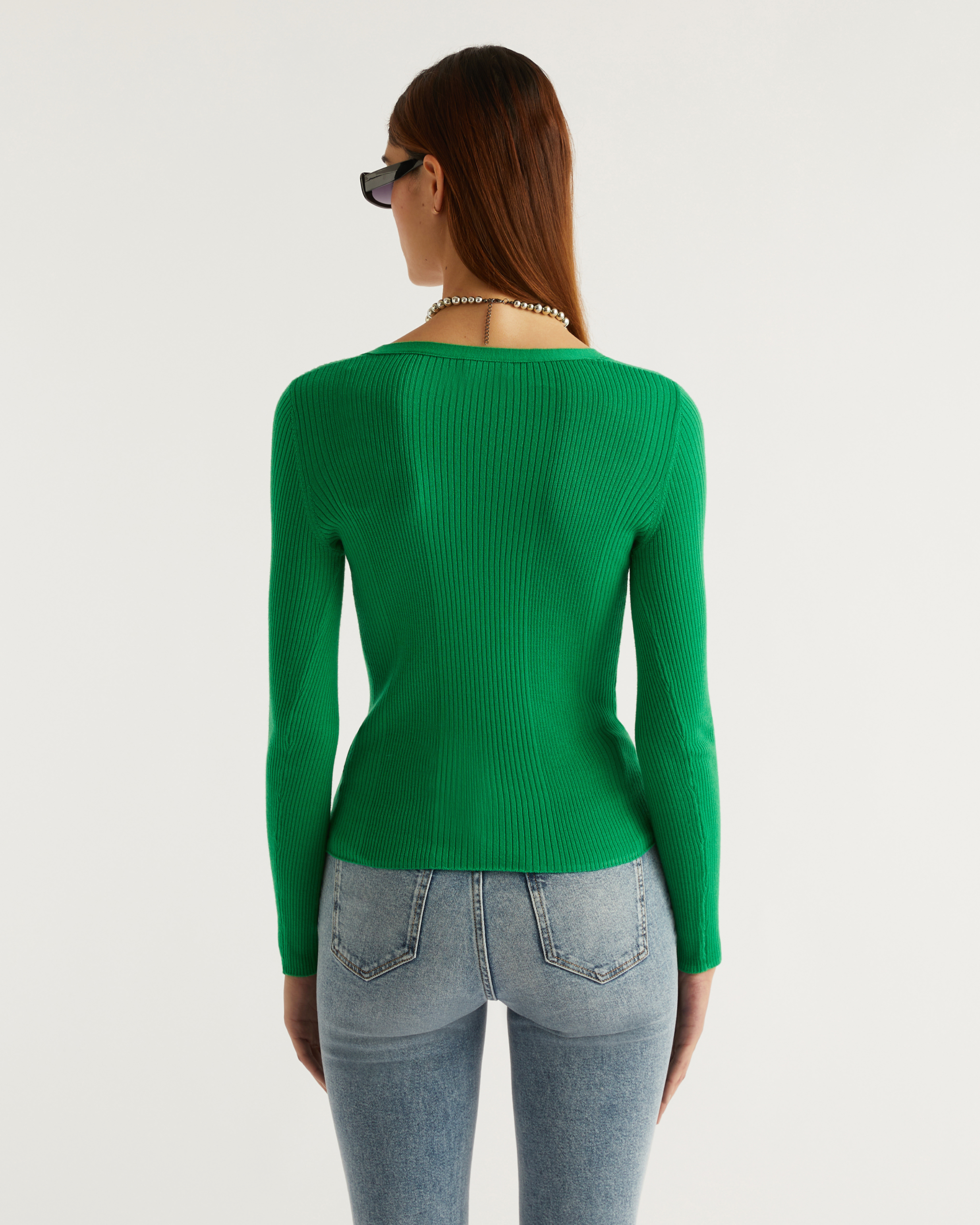 SUMMER GREEN / DJV / QTY : 1 / Pull Cardigan A Cotes - Summer Green