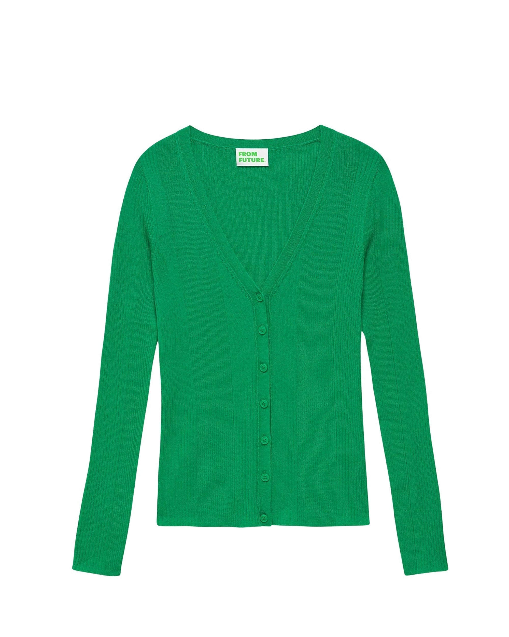 SUMMER GREEN / DJV / QTY : 1 / Pull Cardigan A Cotes - Summer Green