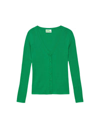 Cardigan côtelé en laine - Summer Green