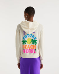 ECRU / DJV / QTY : 2 / Pull Hoodie Oversize Beach Motel Au Dos - Ecru