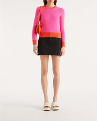 Pull à bord contrasté en cachemire - Neon Pink