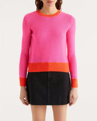 Pull à bord contrasté en cachemire - Neon Pink