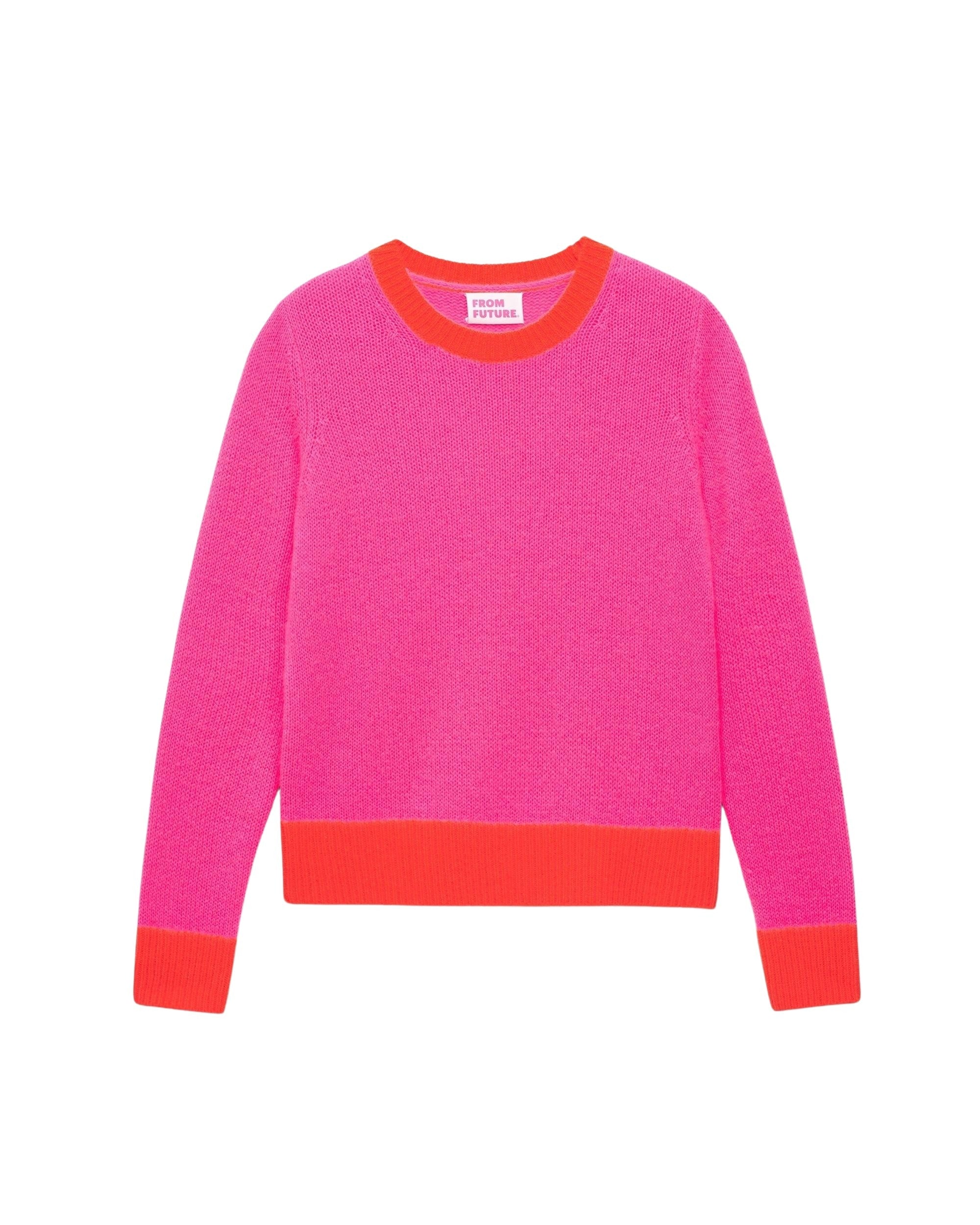 Pull à bord contrasté en cachemire - Neon Pink