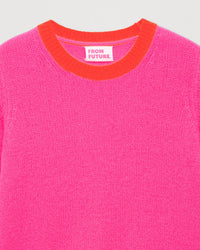Pull à bord contrasté en cachemire - Neon Pink