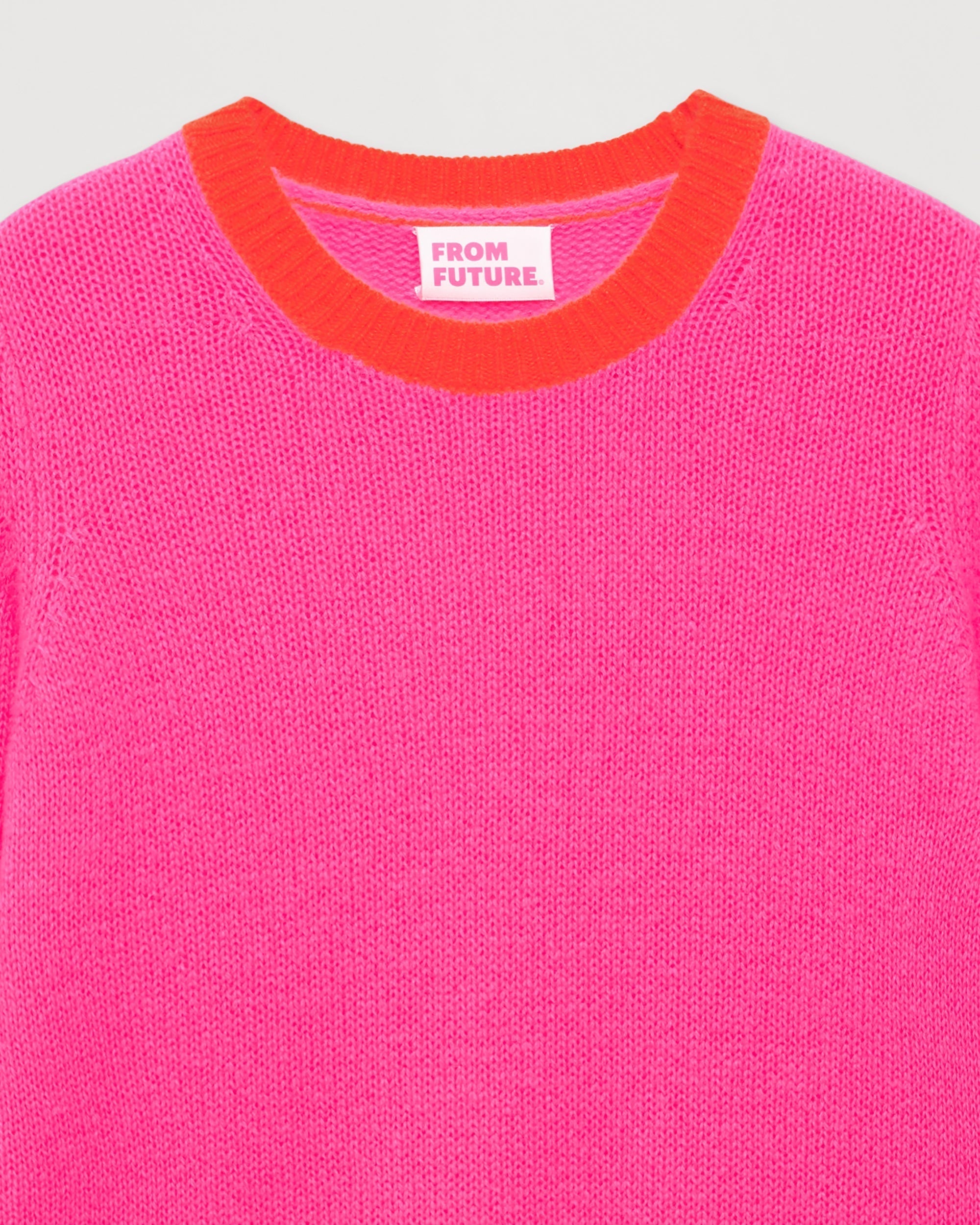 Pull à bord contrasté en cachemire - Neon Pink
