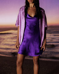 Chemise à manches courtes Lya en soie - Purple Signature