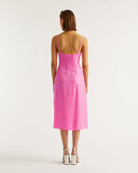 Robe Longue Bretelle Blake  - Jacquard Rose