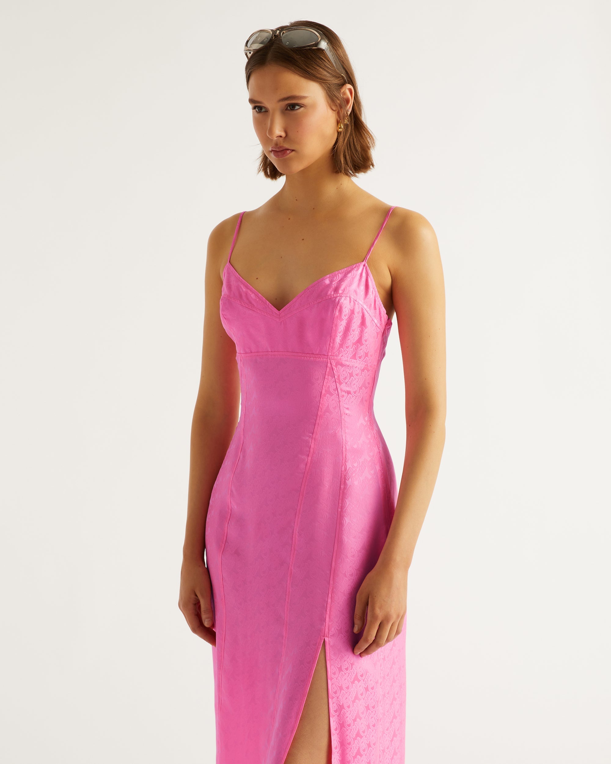 JACQUARD ROSE / DJV / QTY : 1 / Robe Longue Bretelle Blake - Jacquard Rose