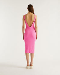 PARTY PINK / DJV / QTY : 1 / Robe Longue à côtes dos plongeant - Party Pink