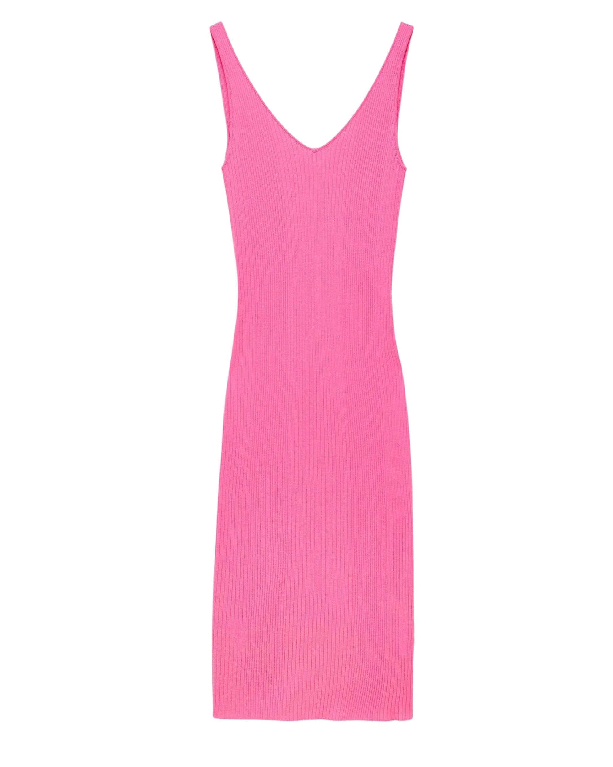 Robe longue à dos plongeant en laine mérinos - Party Pink