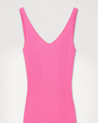 Robe Longue à côtes dos plongeant  - Party Pink