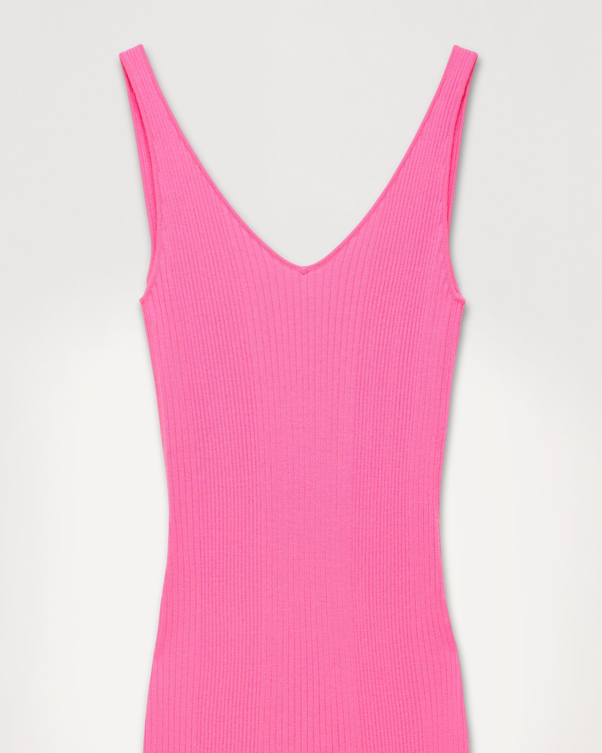 Robe Longue à côtes dos plongeant  - Party Pink