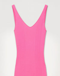 Robe longue à dos plongeant en laine mérinos - Party Pink