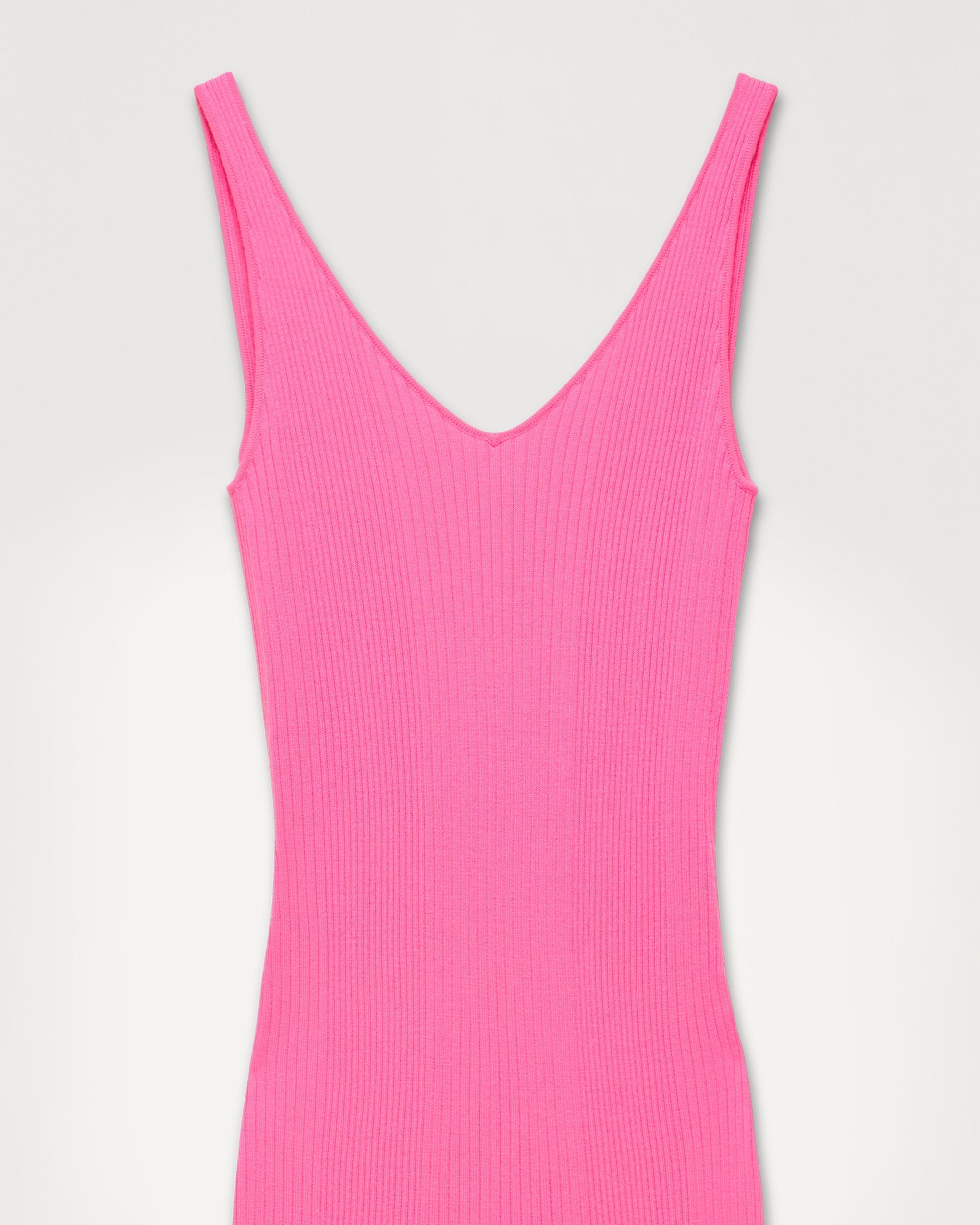 Robe longue à dos plongeant en laine mérinos - Party Pink