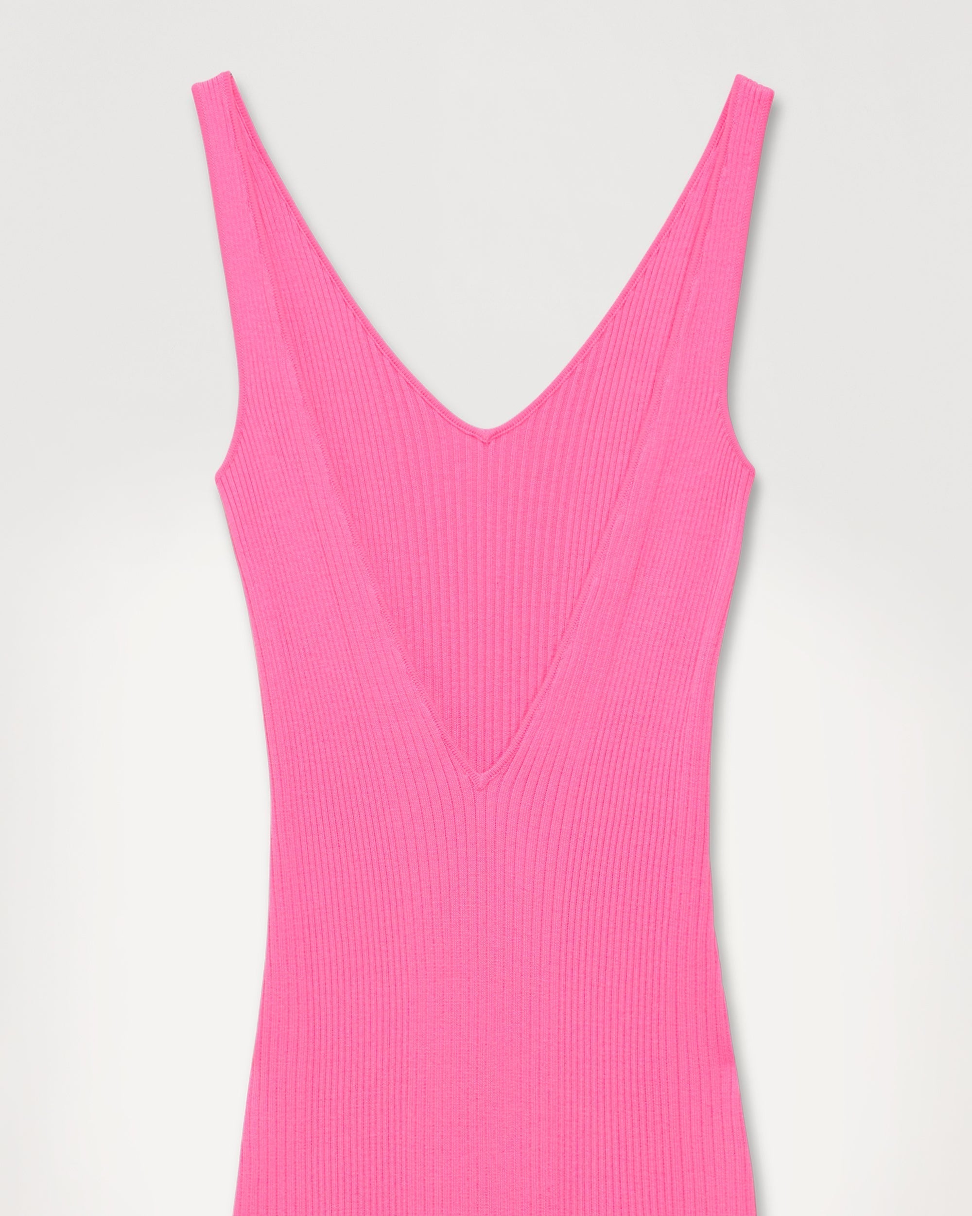 Robe longue à dos plongeant en laine mérinos - Party Pink