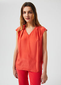 Haut col v - Corail