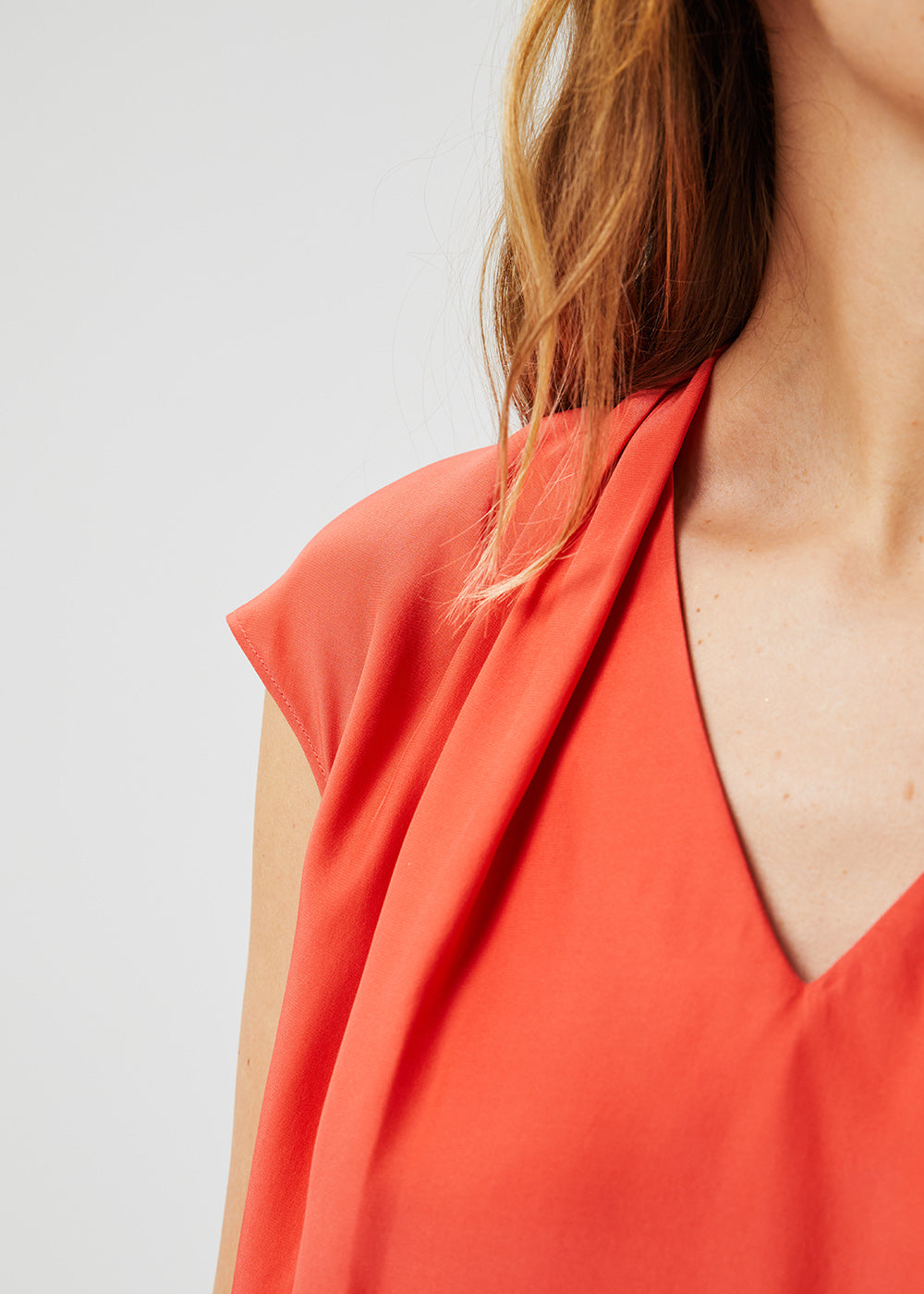Haut col v - Corail