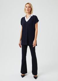 Pull long trompe l'oeil - Marine