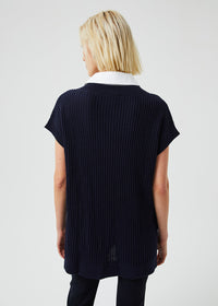 Pull long trompe l'oeil - Marine