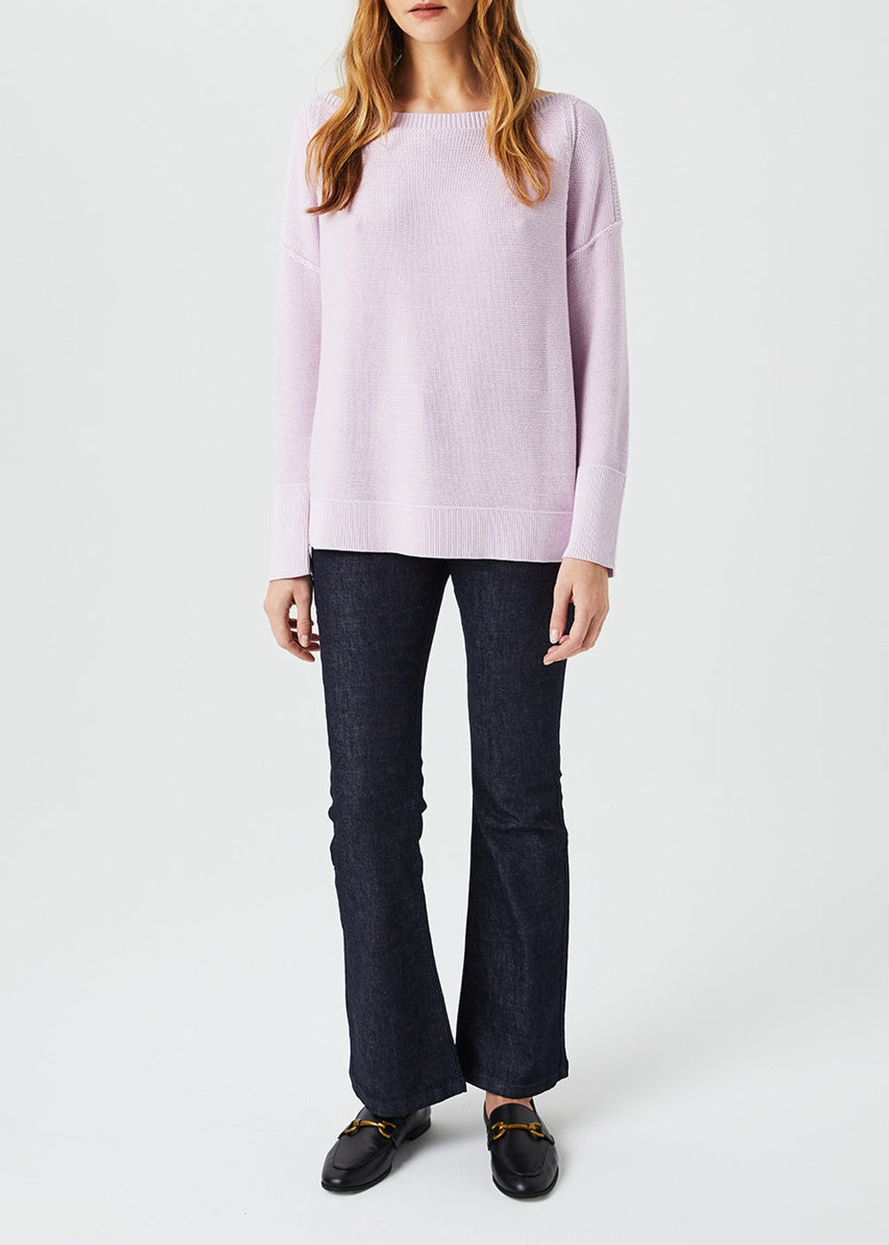 Pull col bateau en soie - Violet Pâle