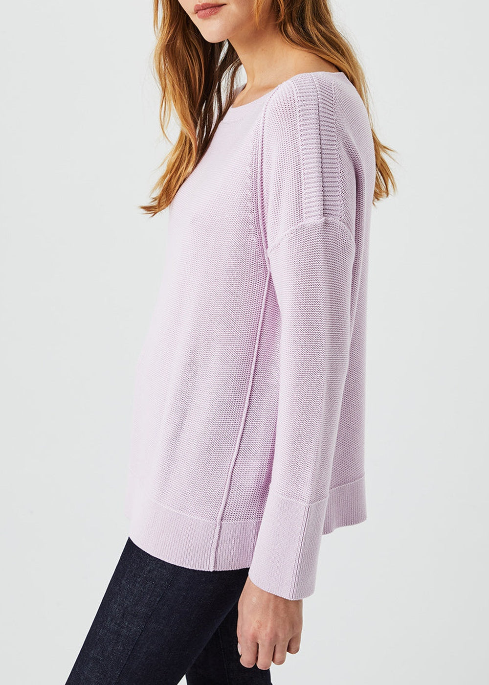 Pull col bateau en soie - Violet Pâle