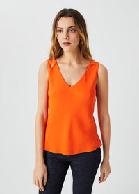 Haut col v sans manches - Orange Vif