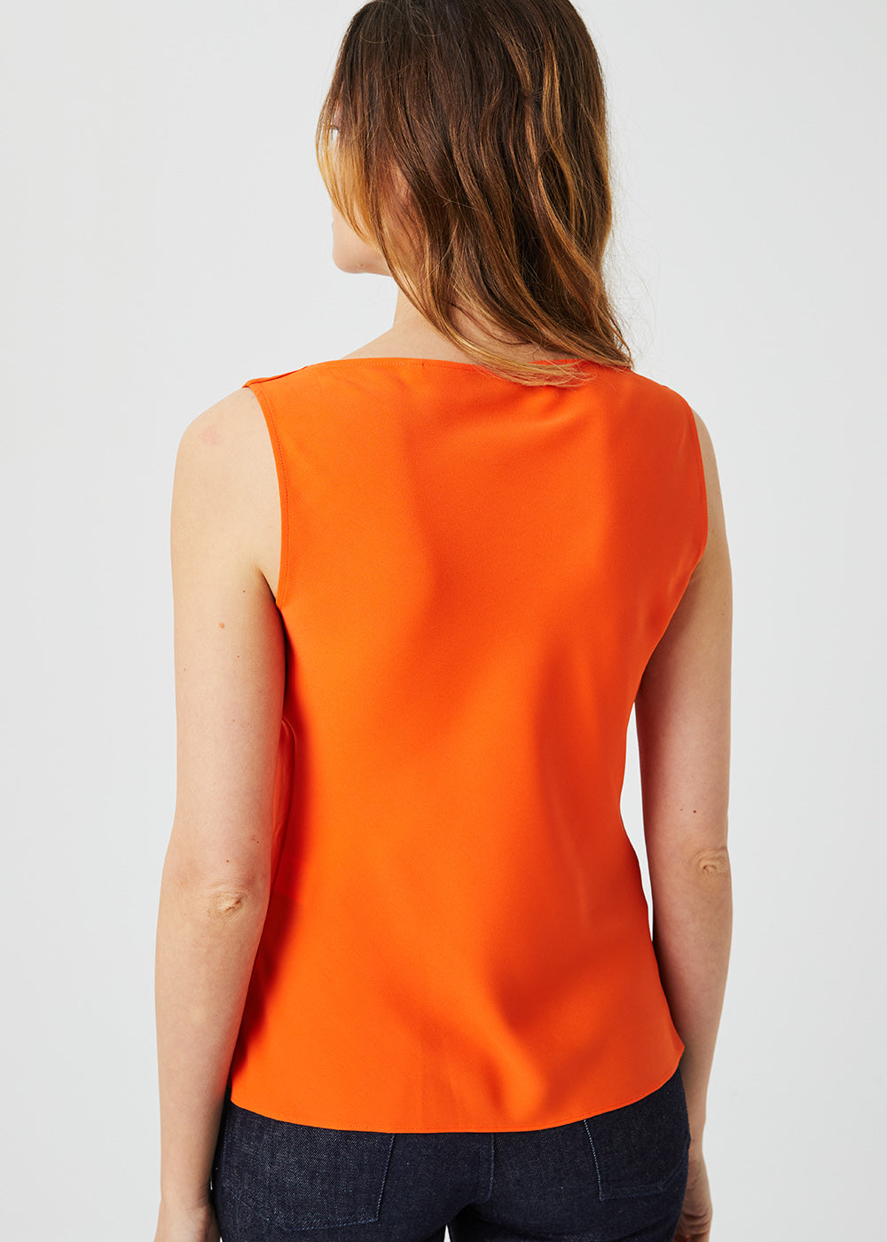 Haut col v sans manches - Orange Vif