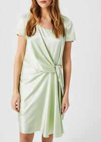 Robe courte drapée en soie - Vert Pâle