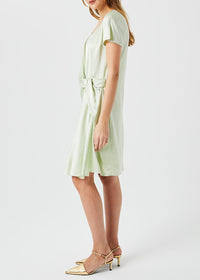 Robe courte drapée en soie - Vert Pâle