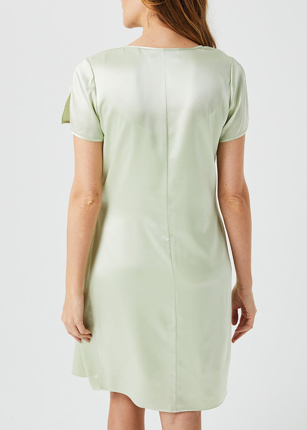 Robe courte drapée en soie - Vert Pâle