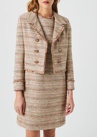 Textured cropped jacket - Beige