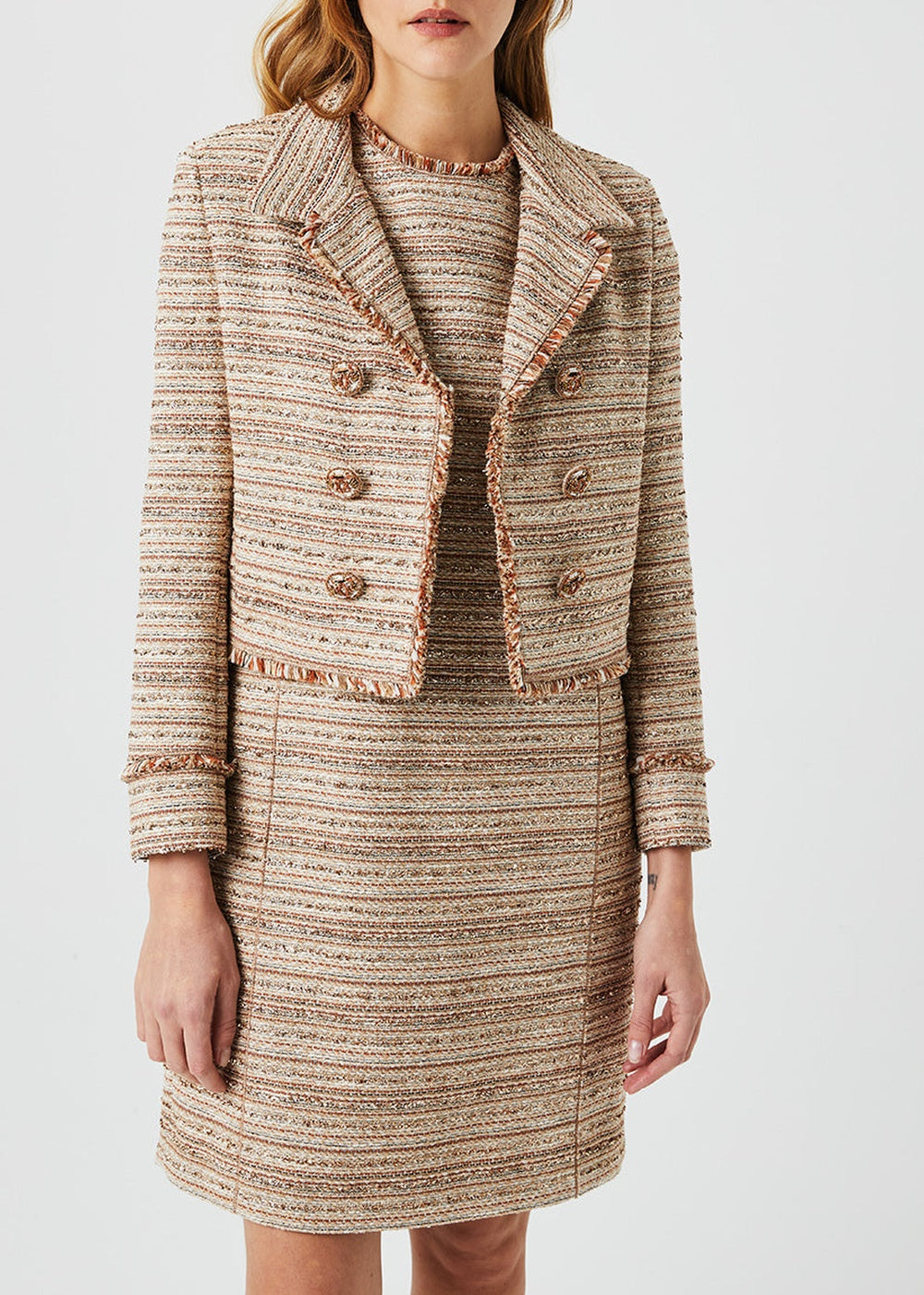 Textured cropped jacket - Beige