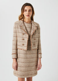 Veste courte tweed lam frangee - Or Mate