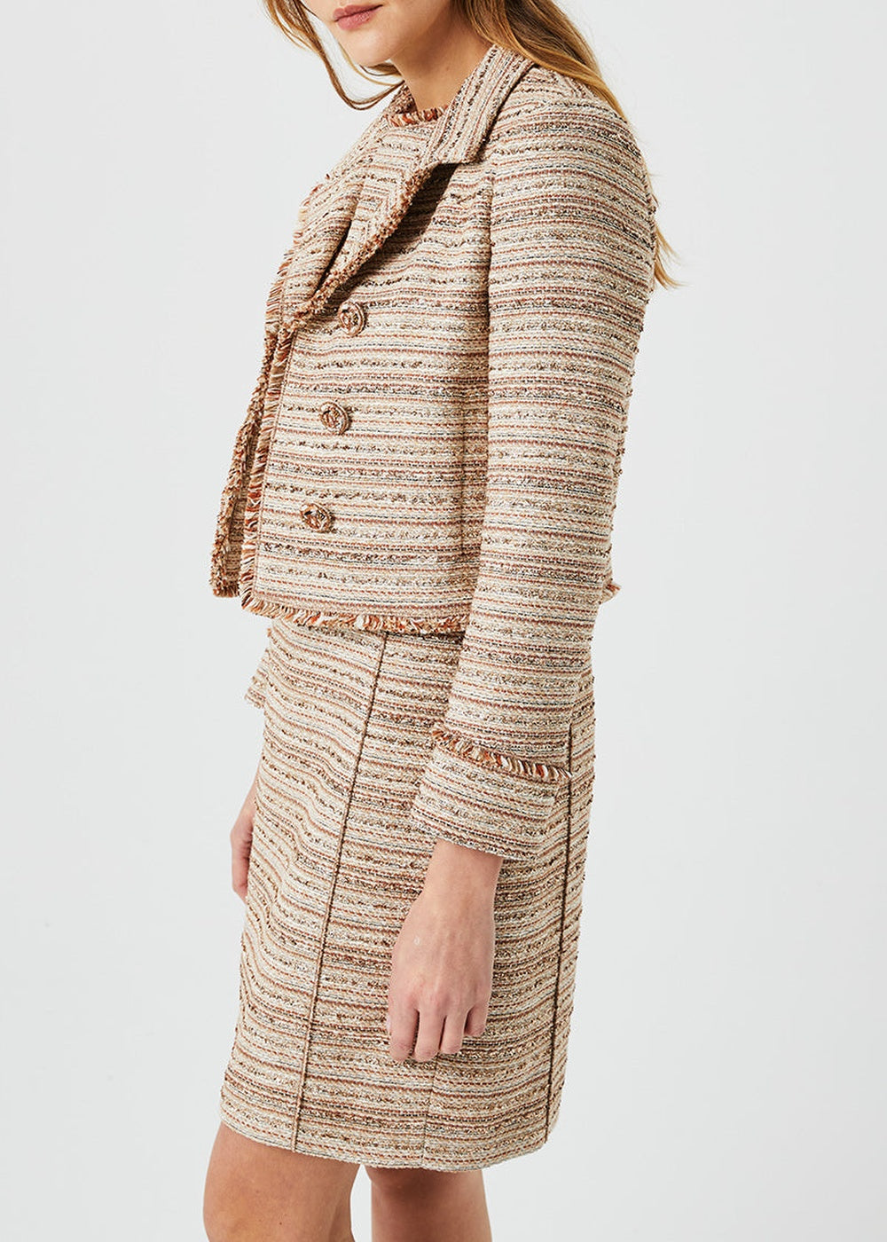 Textured cropped jacket - Beige
