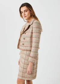 Veste courte tweed lam frangee - Or Mate