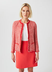 Veste tweed avec granges - Corail