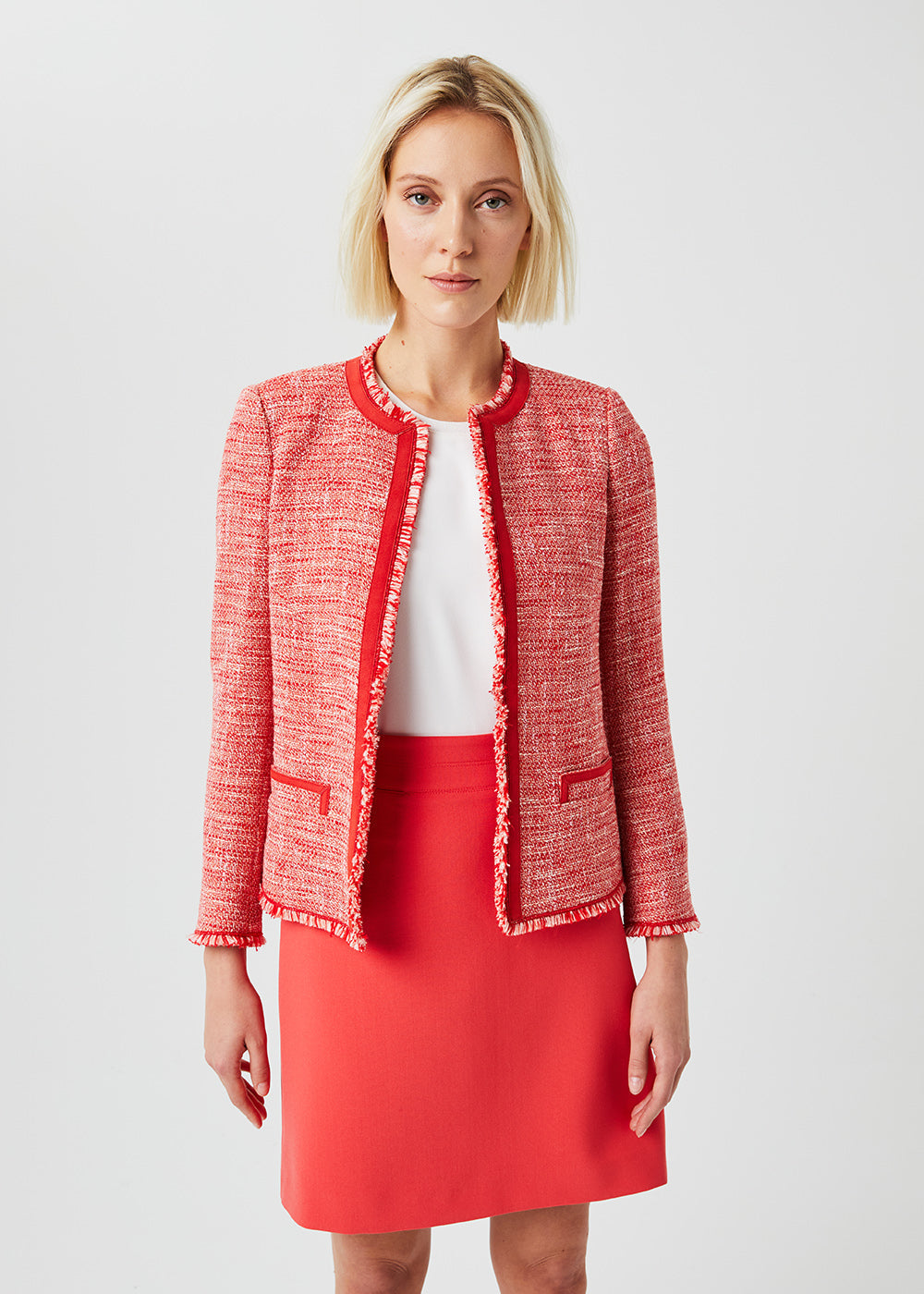 Veste tweed avec granges - Corail