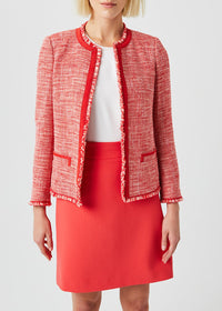 Textured cropped jacket - Coral